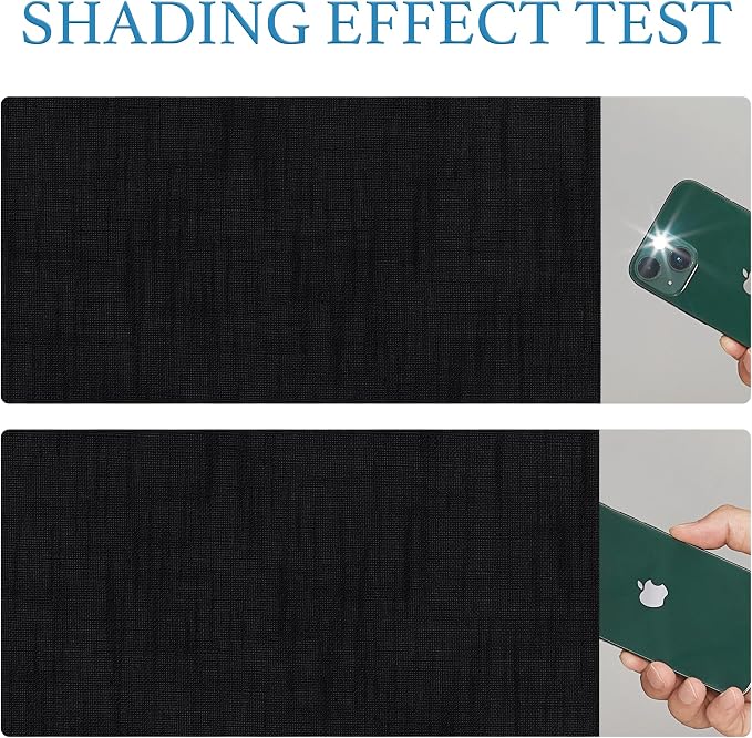 RYB Home 100% Blackout Door Curtains for Classroom, Linen Textured Privacy Easy Blinds Shades for Nana Entrance Way Glass/French Door, W 26 x L 40 inches, Textured Black, 1 Panel - Image 5