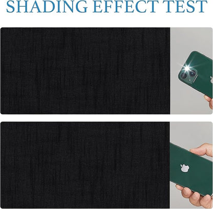 RYB Home 100% Blackout Door Curtains for Classroom, Linen Textured Privacy Easy Blinds Shades for Nana Entrance Way Glass/French Door, W 26 x L 40 inches, Textured Black, 1 Panel - Image 5