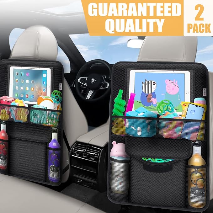 Meolsaek Kick Mats Back Seat Protector, Waterproof Oxford Seat Back Protector, Car Seat Back Protector for Kids, Back of Seat Protector for Kids Feet Car Seat (Black C -2pc) - Image 5