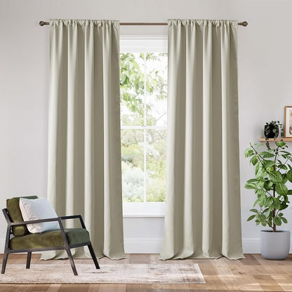 RYB HOME Bedroom Blackout Curtains 84 inches Long, 100% Blackout | Thermal Insulated, Noise Reducing, Curtains for Living Room Nursury, For Sleep, W42 x L84, Biscotti Beige by RYBHOME