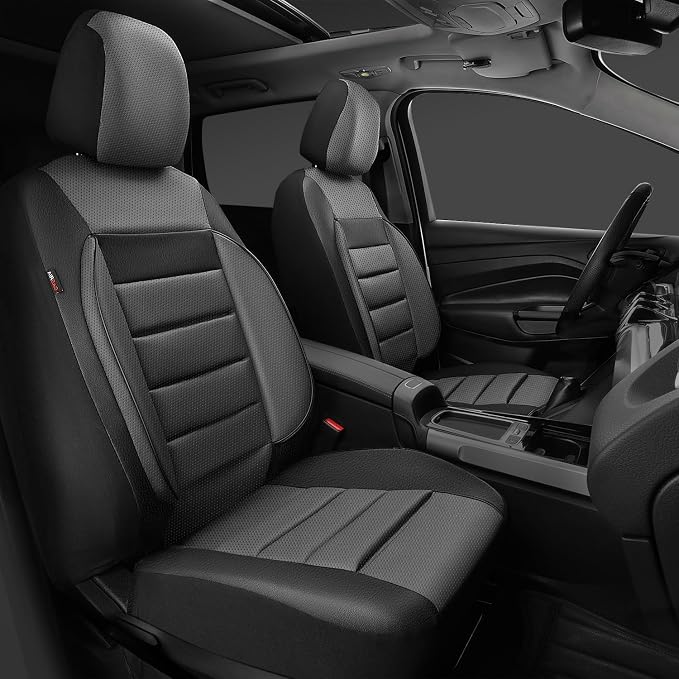 CAR PASS Leather Seat Covers Full Set Universal Water Resistant 3D Foam Back Support, Luxury Comfort Automotive 5 Seat Covers All Season Fit for SUV,Sedan,Van, Airbag Compatible Elegance(Gray Black) - Image 4