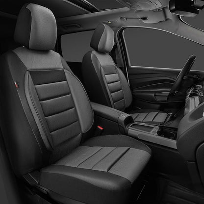 CAR PASS Leather Seat Covers Full Set Universal Water Resistant 3D Foam Back Support, Luxury Comfort Automotive 5 Seat Covers All Season Fit for SUV,Sedan,Van, Airbag Compatible Elegance(Gray Black) - Image 4