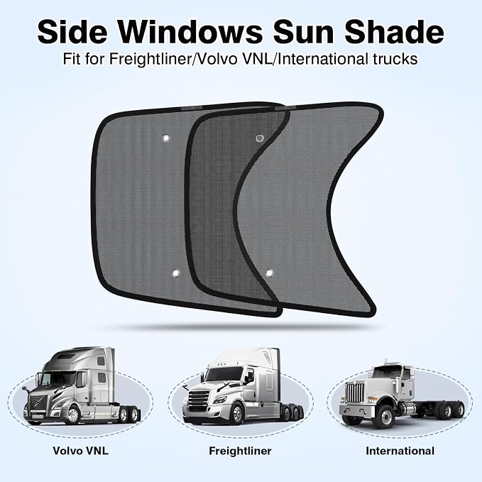 KUST 2PCS 23''*21.6'' Side Window Shades for Semi Truck/Heavy Duty Truck - Freightliner Cascadia, Volvo, Mack, Kenworth, Peterbilt, International LT, Western Star - Mesh Shade - Truck Accessories - Image 2