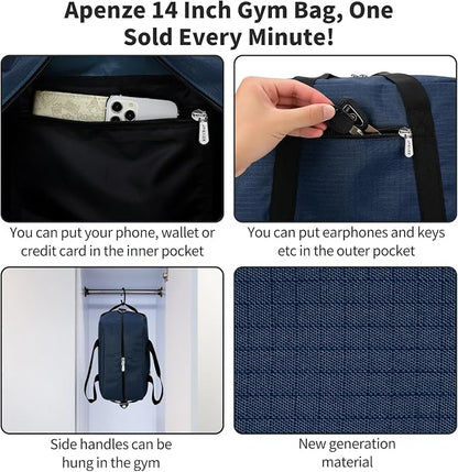Apenze Small Gym Bag 14 inch Duffel Bag | Mini Carry On Bag, lightweight,Travel Sport ,Navy Blue - Image 5