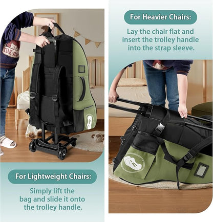 Rolling Car Seat Travel Bag with Wheels – Car Seat Backpack Transport Case for Airplane Travel, Fits Convertible & Booster Seats, Protective Storage Cover, (Green) - Image 7