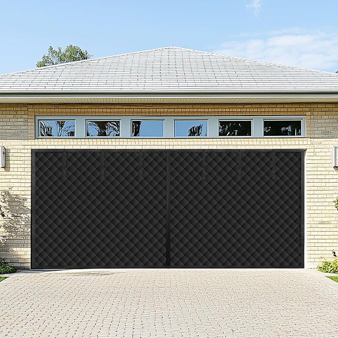 Garage Door Screen for Winter, Garage Door Insulation Kit 2 Car, 16 x 7Ft Magnetic Thermal Insulated Garage Cover Curtain, Garage Privacy Screen Blackout, Weatherproof Soundproof by PICKFORLIFE