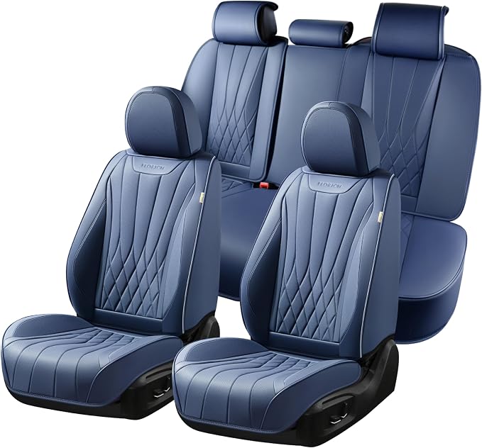 FLORICH Leather Car Seat Covers Full Set, Luxury Automotive Seat Cover, Waterproof Car Seat Covers Front and Back Seats for Most Cars - Blue by FLORICH
