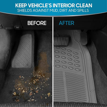 BDK ProLiner Floor Mats for Cars Trucks SUV, 4-Piece All-Weather Car Mats with Universal Fit Design, Durable Car Floor Mats with Capture Ridges, Waterproof Rubber Floor Mats for Cars (Gray) - Image 4
