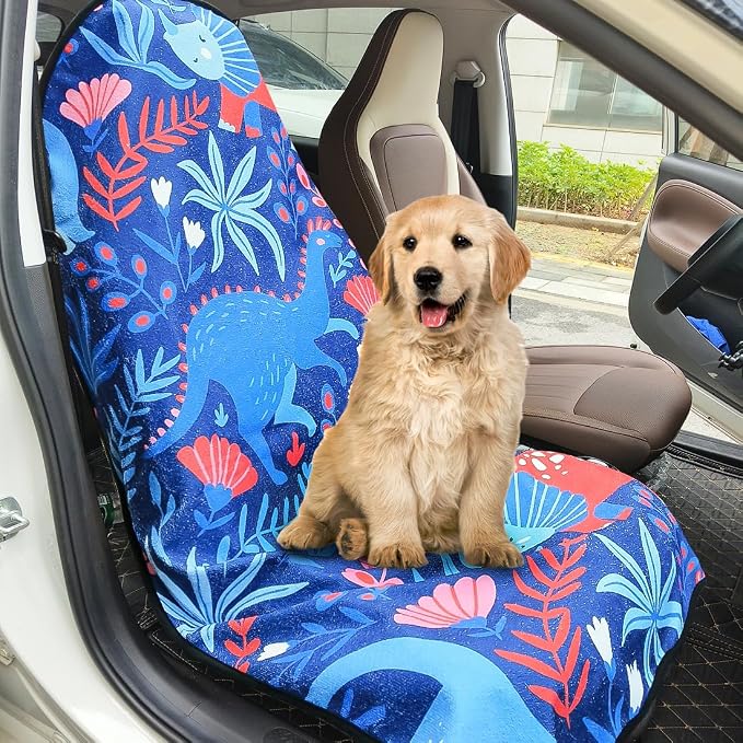 Waterproof Sweating Car Seat Cover for Post Gym Workout, Running, Swimming, Beach and Hiking, Universal Fit Non-Slip Bucket Seat Protector for Cars SUV Trucks, Machine Washable (Dinosaur) - Image 6