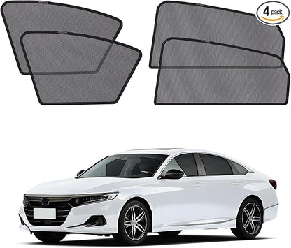 XCBYT 2018-2022 Honda Accord Window Shades, 4-Pack Privacy Cooling Mesh | Breathable & blocks heat for camping & baby sleeping.Front shades are partial for rearview mirror. Wait 24h for clips to set by XCBYT