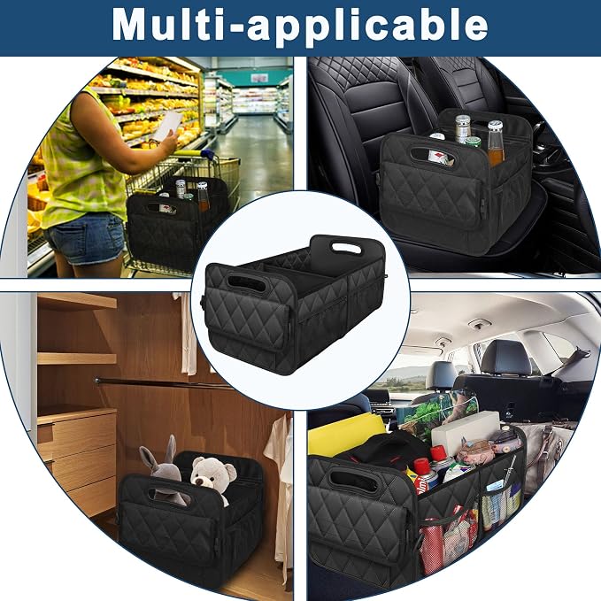 Deosk Car Trunk Organizer and Storage with Reinforced Handles, Waterproof Polyester Trunk Organizer for SUV, Minivan, Truck (Large, Black) - Image 6