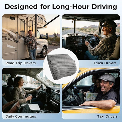 Lumbar Support Pillow for Car & Office Chair - High-Density Memory Foam for Sciatica & Lower Back Pain Relief - Non-Slip Back Support Cushion for Long Commutes & Desk Workers (4D Mesh Gray) - Image 7
