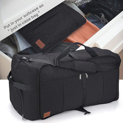 80L EXTRA LARGE Foldable Waterproof Travel Duffle Bag for Men and Women | with Shoe Compartment, 26" Duffel for Weekender Gym Sport, Tear Resistant - Image 6