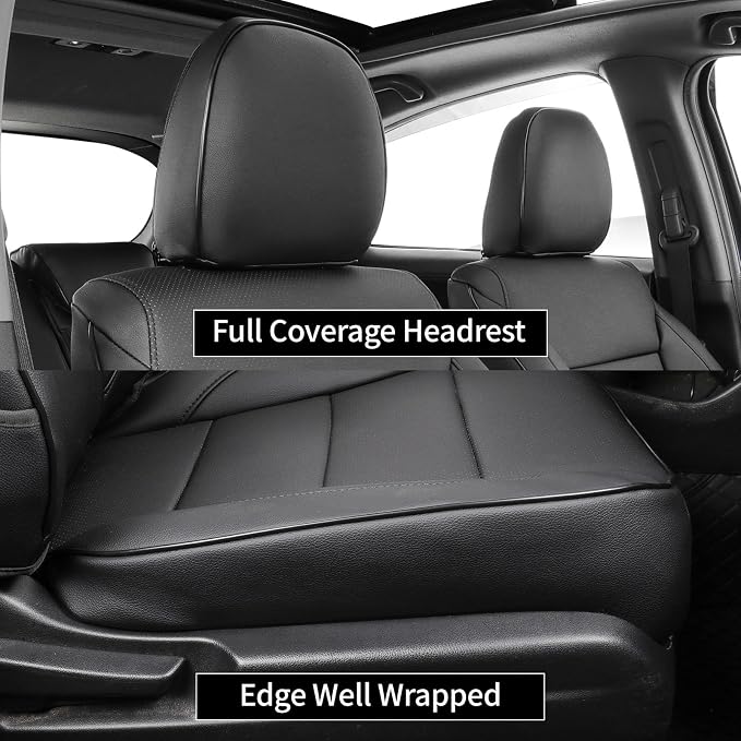 EKR Car Seat Covers for Honda HRV 2016-2018,Leatherette Full Set | Custom Fit for Honda HRV EX/EX-L/LX 2016-2018,Glove-Like Fit,Airbag Compatible,Easy Clean,Faux Leather(Black) - Image 2