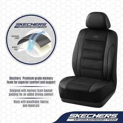 Skechers Seat Covers, Air-Cooled Memory Foam Car Seat Covers Front Seats, Airbag Compatible,Universal Fit for Most Cars, SUVs, Vans and Trucks,Black - Image 2