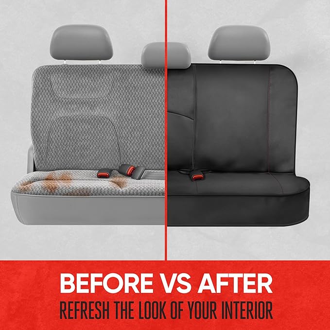 Motor Trend Neoprene Waterproof Seat Covers for Cars, Trucks, & SUV – Black & Red Automotive Interior Protectors - Rear Split Bench Protector for Kids Dogs & Pets – Forros para Asientos de Carro - Image 8