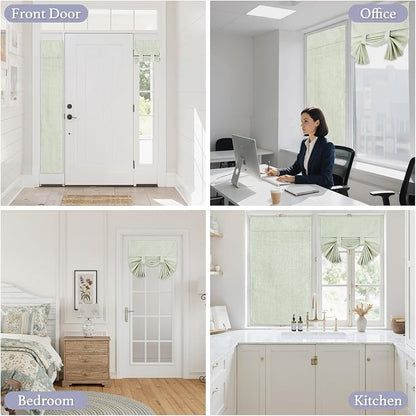 RYB HOME Natural Linen Textured French Door Window Curtains 100% Blackout | Self Adhesive, Thermal Insulated Privacy Energy Saving, Shades for Nursery Office Patio Glass Door, W26 x L69, 1 Panel - Image 9