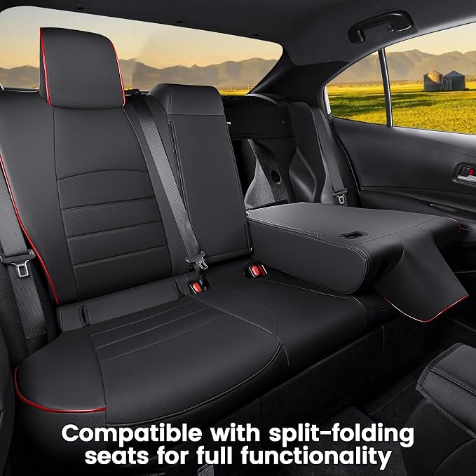 HKZ Customized Special seat Cover for Toyota Corolla (Black with Red Trim, 2023-2026 Corolla Hybrid SE) - Image 3