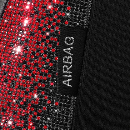 CAR PASS Bling Diamond Black Red Leather Car Seat Covers Full Set, Waterproof Shining Glitter Sparkly Crystal Universal Armrest Fit Automotive Truck SUV Women Girl, Rhinestone Interior Cover Set, Red - Image 7
