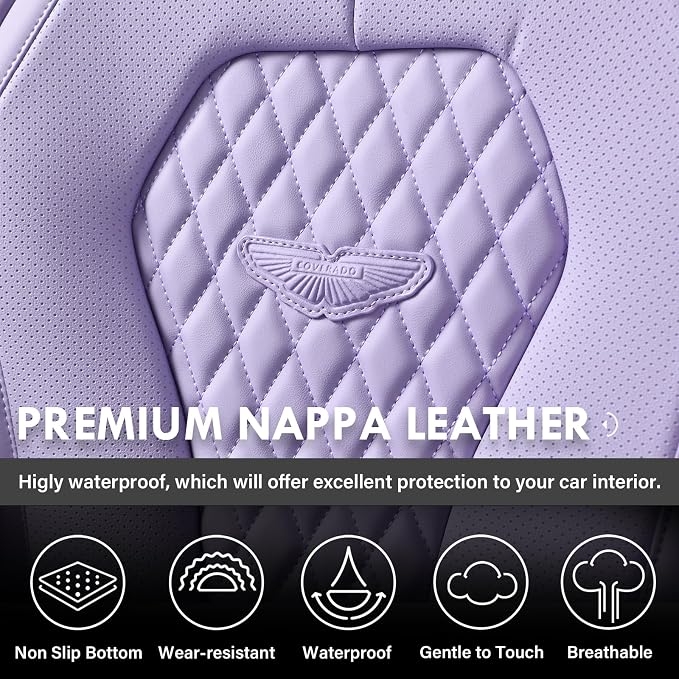 Coverado Seat Covers, Car Seat Covers Front Seats, Purple Car Seat Cover, Luxury Car Seat Covers, Seat Cushion, Front Car Seat Covers Leatherette Car Seat Protector - Image 5