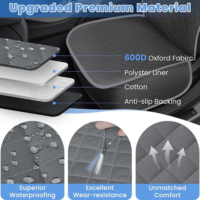 ELONGRIVER Dog Car Seat Covers, Waterproof Front Seat Cover | Scratch-Proof, Nonslip Pet Passenger Seat Cover Protector, Universal Fit for Cars Trucks SUVs, Standard Size 1 Pack, Grey - Image 3