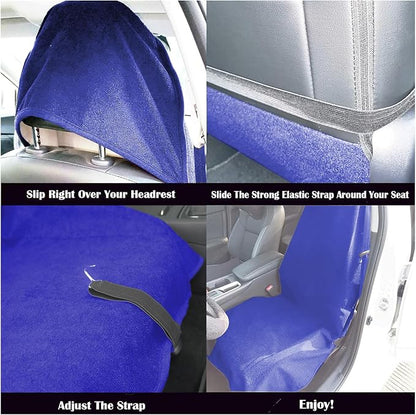Car Seat Cover Protector Front Seats,for Gym Workout,Running,Swimming,Beach and Hiking,Waterproof Sweat Towel Bucket Seat Covers for Cars SUV Trucks (Blue, 2Pcs) - Image 4
