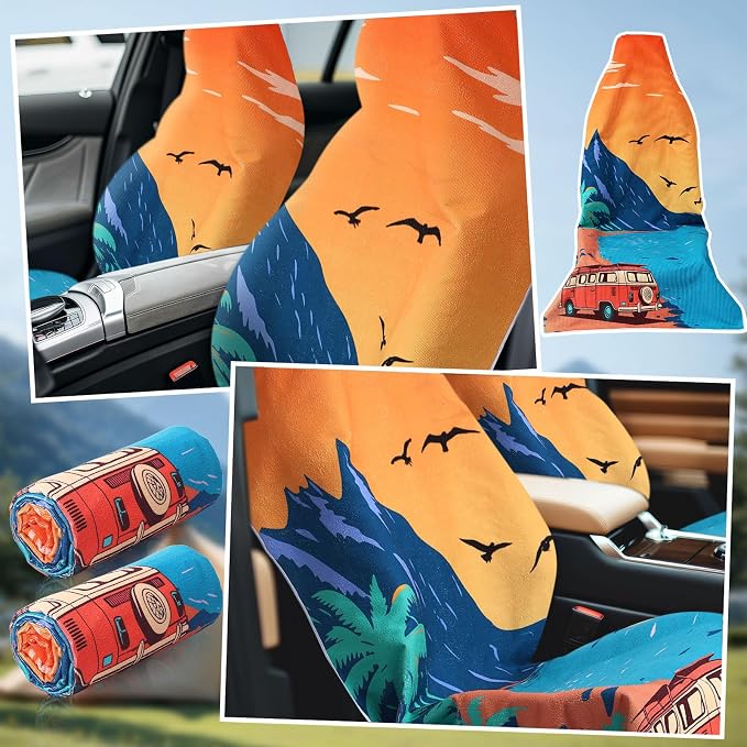 Hahafelt 2 Pack Car Seat Towel Covers Athletic Running Towel Performance Microfiber Post Workout Sweat Washable Cover Non Slip for Seat Outdoor Sport (Beach Camping) - Image 4