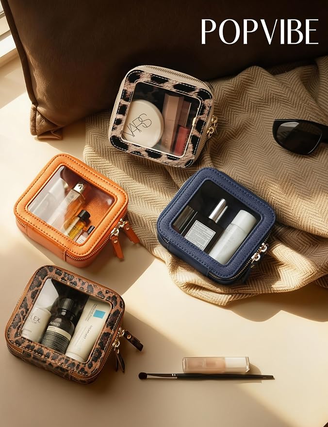 Small Makeup Bag Clear Mini Pouch Cosmetic Case Travel Leopard Make Up Bag for Purse Accessories Cheetah Print Travel Clear Case for Car Essentials Women Cute Leather Little Cosmetic Pouch with Zipper - Image 8