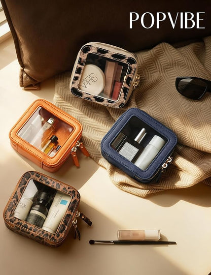 Small Makeup Bag Clear Mini Pouch Cosmetic Case Travel Leopard Make Up Bag for Purse Accessories Cheetah Print Travel Clear Case for Car Essentials Women Cute Leather Little Cosmetic Pouch with Zipper - Image 8