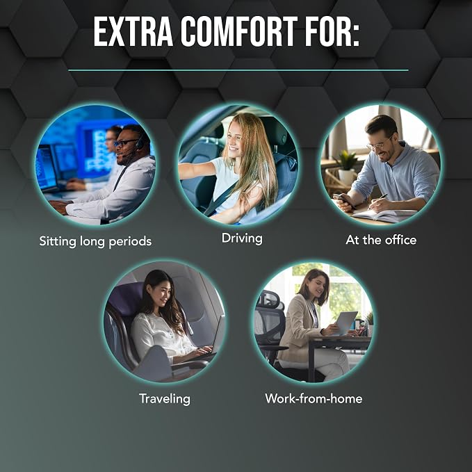 Samsonite Cooling Memory Foam Lumbar Support Pillow for Office Chair, Gaming Chair & Car Seat Automotive Ergonomic Back Cushion, Home Office Essentials, Sitting Comfort and Posture Relief Back Support - Image 5