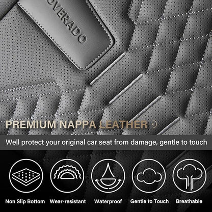 Coverado Car Seat Covers, Front Seat Cover, 2 Pack Waterproof Nappa Leather Seat Covers for Cars, Car Seat Protectors, Driver Seat Cover, Automotive Seat Covers Universal Fit for Most Cars, Gray - Image 7