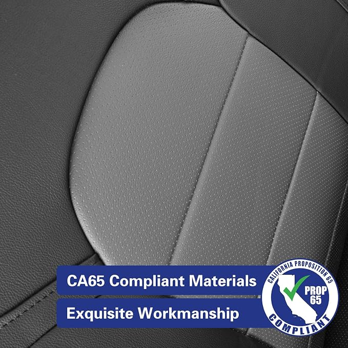 EKR Ram 1500 Seat Covers Custom Fit for (Quad Cab) RAM 1500 Tradesman 2019 2020 2021 2022 2023 2024 2025,Waterproof Black Car Seat Cover for Trucks Full Set-Faux Leather(Black/Gray) - Image 4