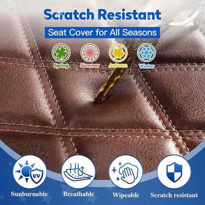 NOKINS Golf Cart Seat Covers Fits Aftermarket Standard Rear Seat Cushion | Fit for Club Car Precedent/DS/EZGO RXV/TXT/Yamaha Drive, No Stapler, Multiple Colors&Breathable (Brown and Brown) - Image 4