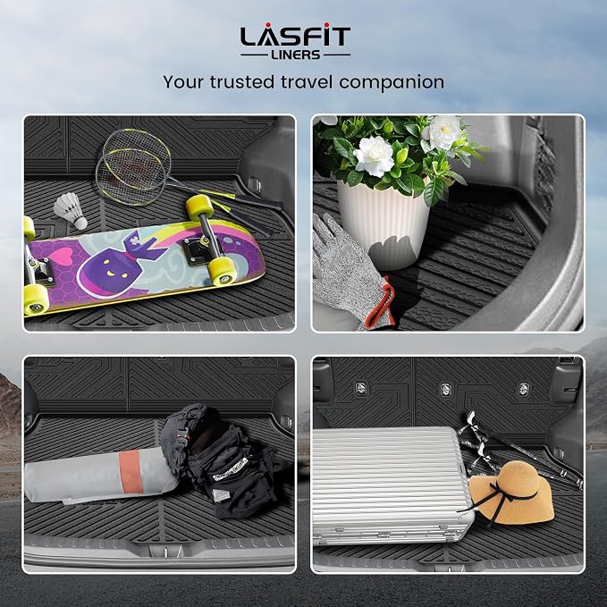 LASFIT Cargo Trunk Mat for Toyota RAV4 2019-2025 (Include Hybrid) | 100% TPE All Weather Rear Cargo Liner with Backrest Mats Custom Fit Waterproof RAV 4 Automotive Accessories, Black - Image 9