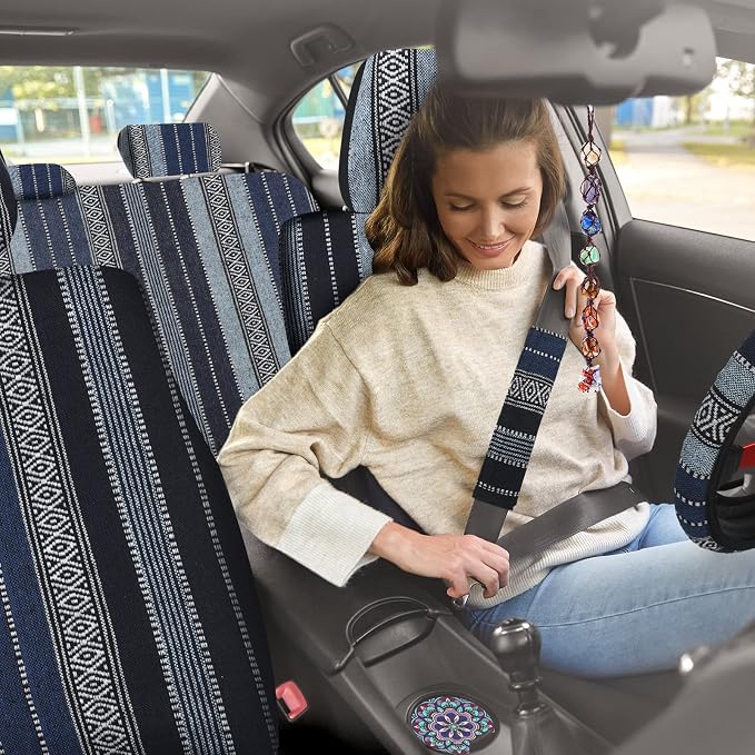 Frienda 14 Pcs Baja Saddle Blanket Car Seat Covers Full Set,Retro Style - Image 6