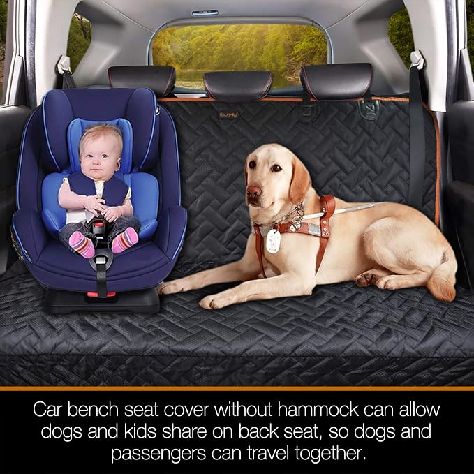 Bench Dog Seat Cover, Oxford Cloth Vehicle Seat Cover for Car/SUV/Small Truck, Universal Fit, Black, Waterproof, Heavy Duty, Nonslip, Machine Washable - Image 6