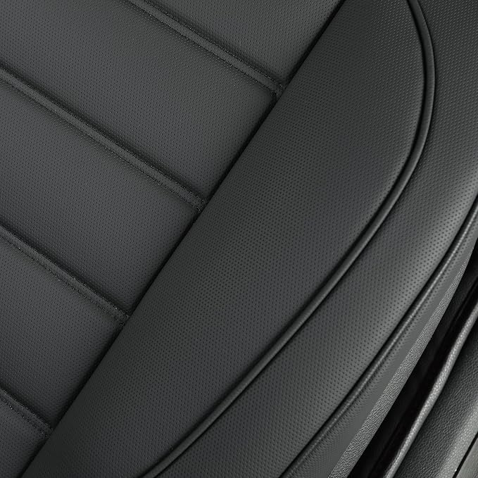 1 Pack Leather Front Car Seat Covers,Bottom Seat Covers for Cars,Driver Car Seat Cushion Cover,Luxury Seat Protectors,Waterproof,Full Wrap,for Most Vehicles,Sedan,Truck,SUV(Black) - Image 6