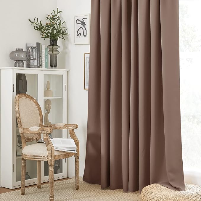 RYB HOME Blackout Curtains for Bedroom Living Room Nursery 72 inches Long | Thermal Insulated, Privacy Protection, Rod Pocket, Drapes for Office Dormitory Home Theater, W34 x L72, Mocha, 2 Panels - Image 5
