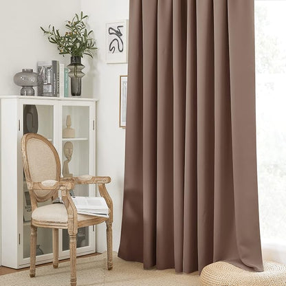 RYB HOME Blackout Curtains for Bedroom Living Room Nursery 72 inches Long | Thermal Insulated, Privacy Protection, Rod Pocket, Drapes for Office Dormitory Home Theater, W34 x L72, Mocha, 2 Panels - Image 5