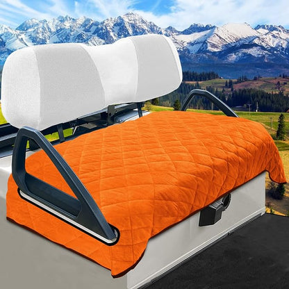 YOKYHOM Golf Cart Seat Covers, Thickened Short Plush Seat Towel Blanket with Non-Slip Backing, Soft & Heavy Duty, Fits Most 2 & 4 Passenger EZGO Yamaha Club Car, 51"x30.5", Orange by GolfCartLifestyleEssentials