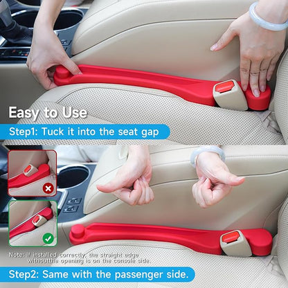 Givifive Car Seat Gap Filler Organizer 2Pack Soft Foam 3IN1 Multifunctional | Seat Side Gap Filler Strip with Slot & Hook Universal Fit Car SUV Truck Fill The Gap Between Seat & Console (Narrow Red) - Image 9