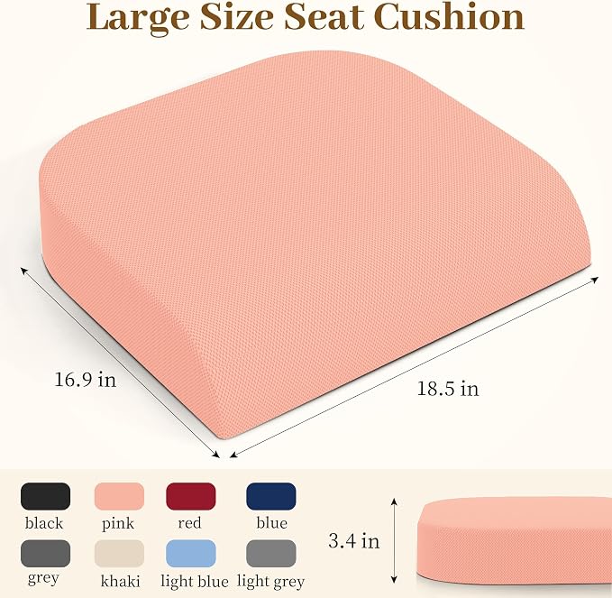 TranquilRelax XL Memory Foam Seat Cushion for Office Chair, 3.35-Inch, Pink | Medium-firm Support for Long Sitting, Washable Mesh Cover, Non-slip Base, Perfect for Car Seats & Short Drivers - Image 2