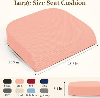 TranquilRelax XL Memory Foam Seat Cushion for Office Chair, 3.35-Inch, Pink | Medium-firm Support for Long Sitting, Washable Mesh Cover, Non-slip Base, Perfect for Car Seats & Short Drivers - Image 2