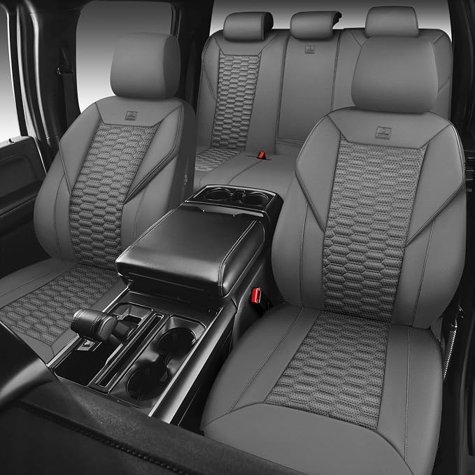 CAR PASS 3D Foam Faux Leather Car Seat Covers Full Set, Grey Breathable PU Leather Seat Covers for Cars, Luxury Universal Fit for SUVs Vans Sedan Truck Automotive, Armrest Airbag Compatible, All Gray - Image 6