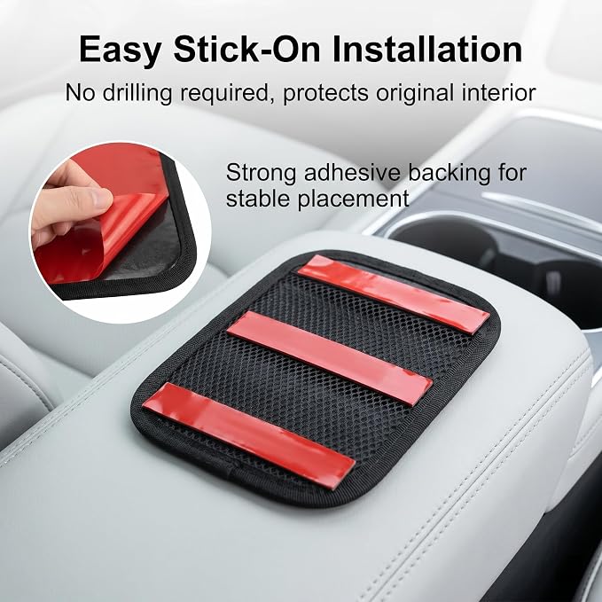 2 PCS Car Organizer Net Pocket, Elastic Mesh Self-Adhesive Side Seat Storage Bag, Portable Seat Gap Filler Storage with 1 Large & 1 Small, Universal for Most Cars, SUVs, Trucks (Black) - Image 4