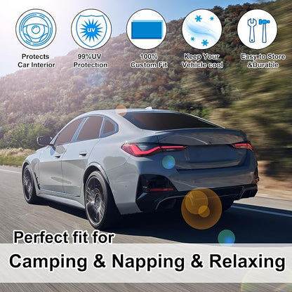 Windshield Sun Shade Car Windshield Foldable Full Windows Coverage Custom Fit for BMW i4 M50 2022-2025 Accessories Window Shades Block Sun UV Rays Privacy Protection 7PCS - Image 6