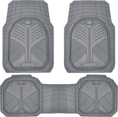 CAR PASS Heavy Duty Rubber Car Mats, Deepdish All Weather Floor Mats for Car Full Set, Universal Automotive Mats Trim to Fit for Sedans SUVs Trucks, Waterproof Anti-Slip Deep Tray 3 Pieces Dark Gray - Image 8