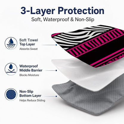 Car Seat Towel Cover for Front Seat, 1Pc Sweat Absorbent Car Seat Protector with Non-Slip Backing, Waterproof Towel Car Seat Cover for Runners, Gym, Swimming, Beach, Pets, Pink Zebra Leopard - Image 3