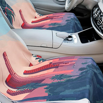 2 Pack Car Seat Towel Cover with Storage Bag, Los Angeles Street Scene | 63 x 32 in Car Towel Seat Cover Non Slip Waterproof, Gym Workout Swimming Running, Machine Washable Sweat Absorbent Protector - Image 6