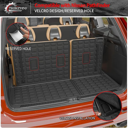 Trunk Mat with Backrest Mat for 2022-2025 2026 Nissan Pathfinder | Cargo Mat Cargo Liner Trunk Liner TPE All Weather Back Seat Cover Protector 2024 Pathfinder Accessories - Image 3